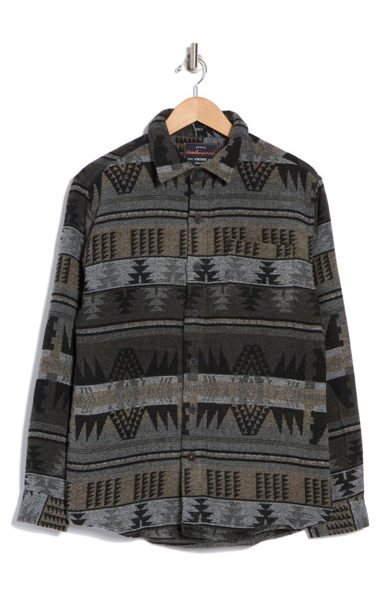 Weatherproof<sup>®</sup> Geometric Print Shirt Jacket, Alternate, color, Aged Charcoal