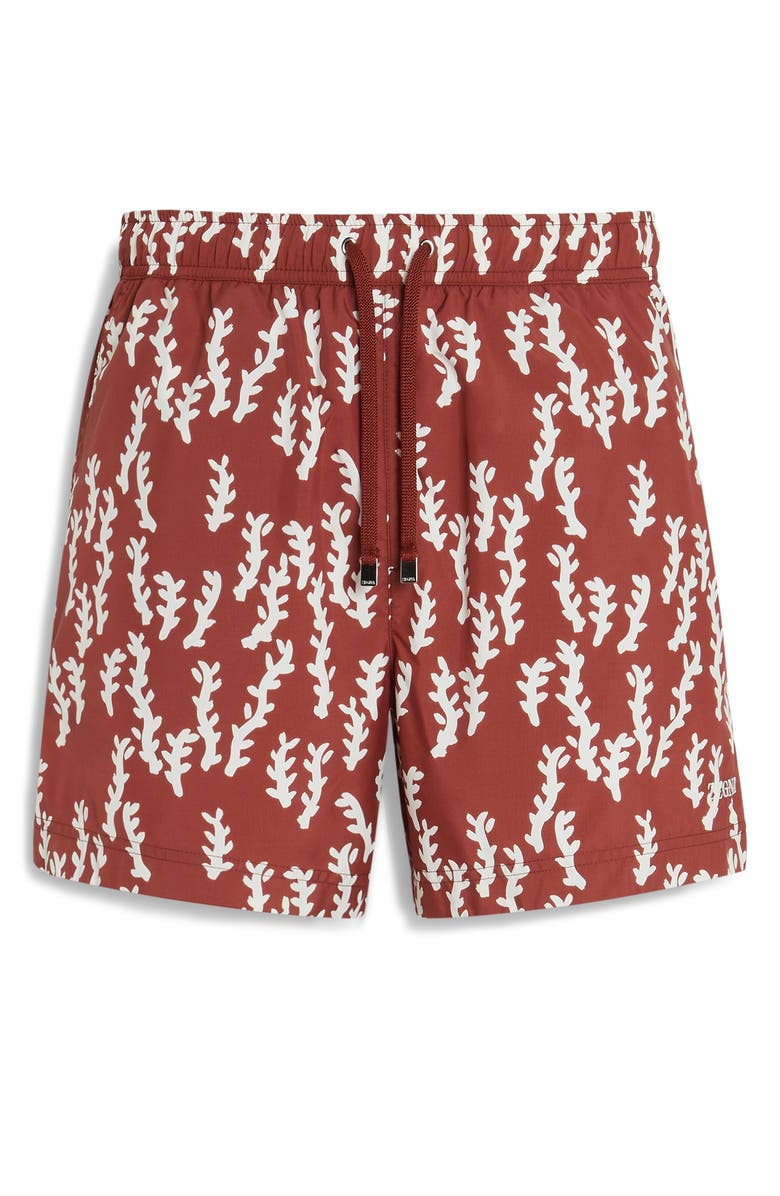 ZEGNA Oasi Print Swim Trunks, Main, color, Red