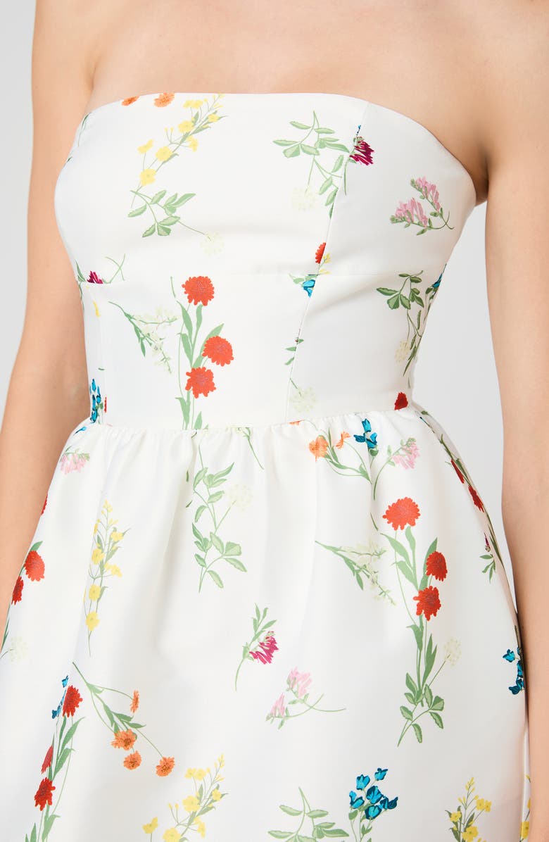 French Connection Christine Floral Strapless Fit & Flare Midi Dress, Alternate, color, Daisy Yellow Sophie Flower