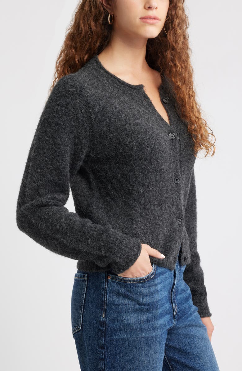 Treasure & Bond Rolled Crewneck Cardigan, Alternate, color, Black