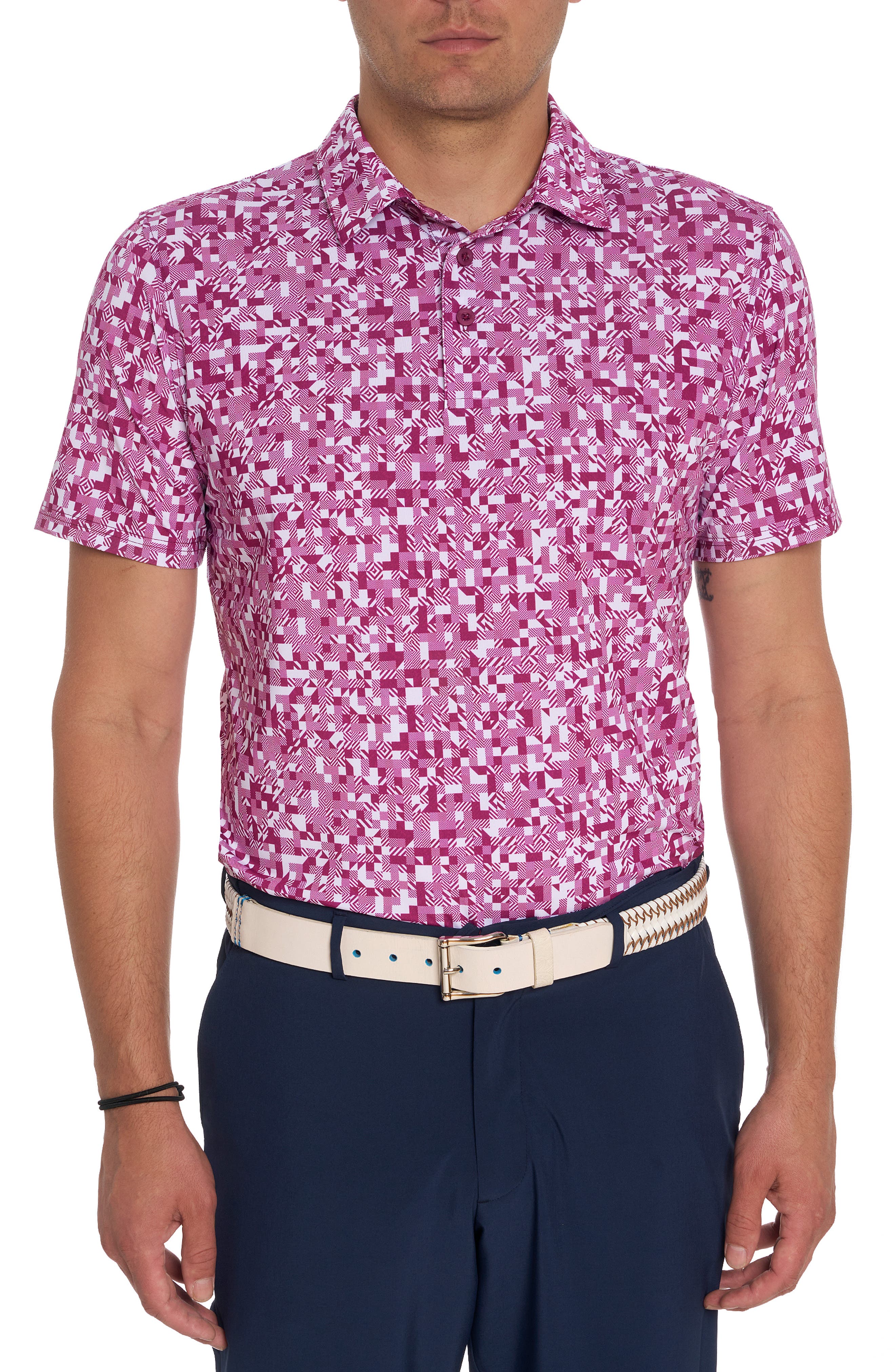 Robert Graham Wooderson Geo Print Performance Golf Polo