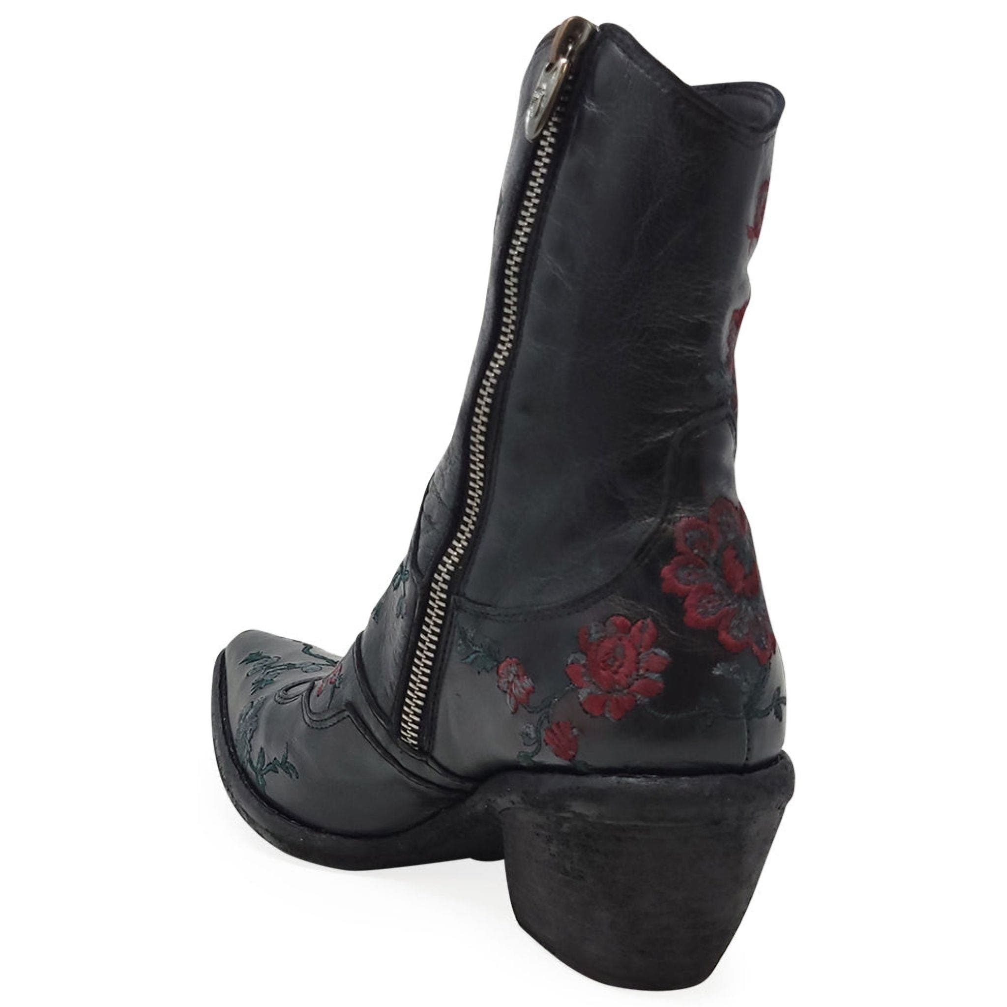 Madison Maison Leather Embroidered Ankle Boot, Alternate, color, Black