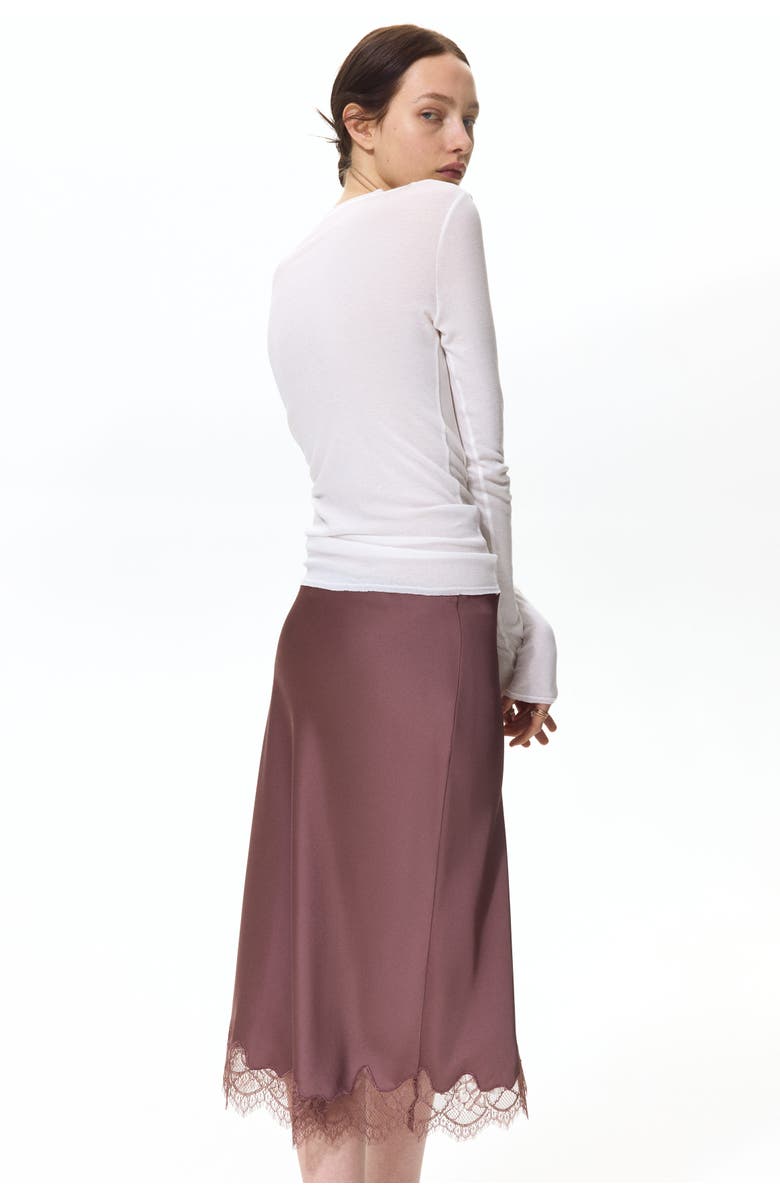 H&M Lace-trimmed Slip Skirt, Alternate, color, Dark Dusty Pink