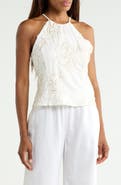 JASON WU Metallic Embroidered Halter Tank
