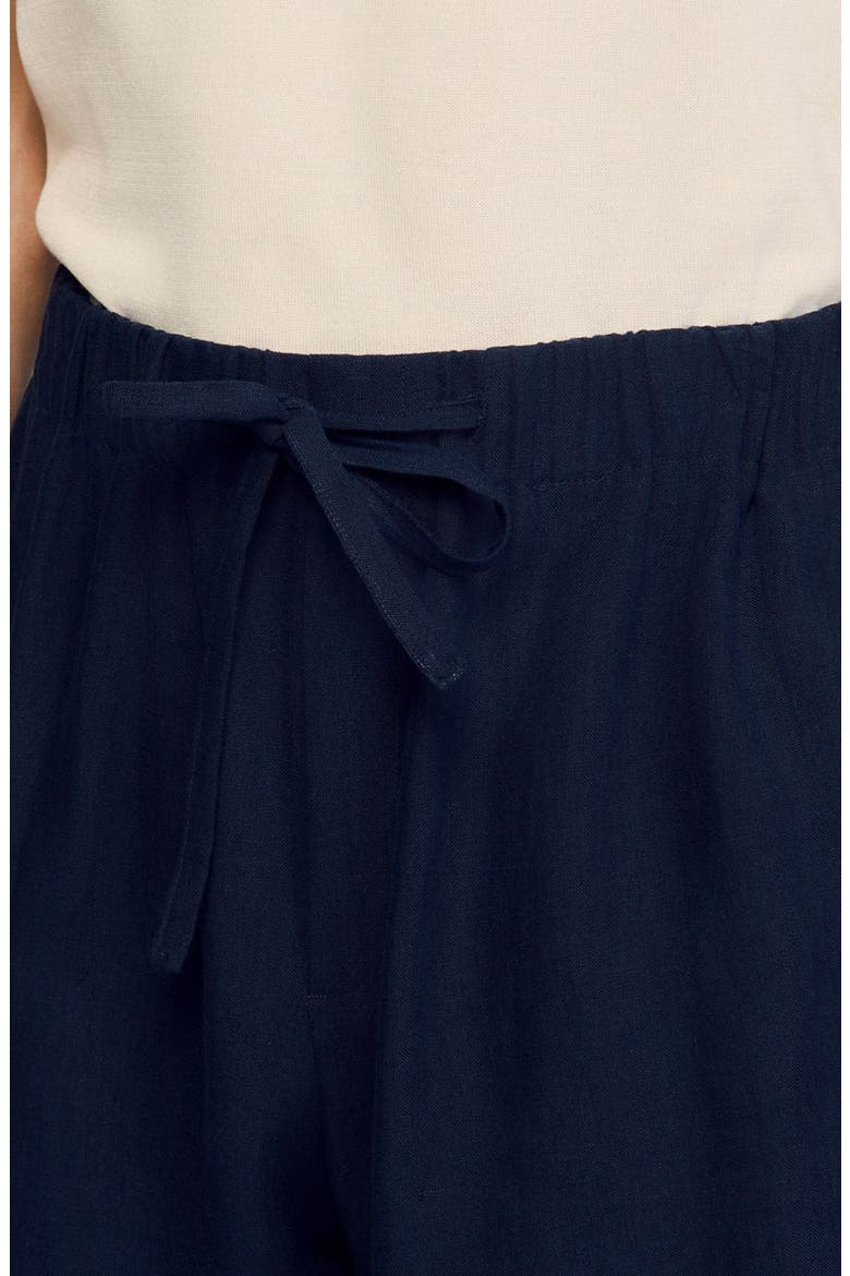 Elastic waist linen shorts, Alternate, color, Navy blue