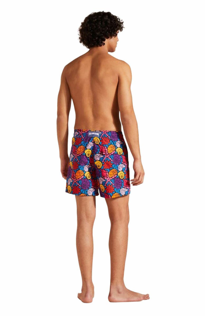 Vilebrequin Men's Noumea Sea Shells Swim Trunks, Alternate, color, Bleu Marine