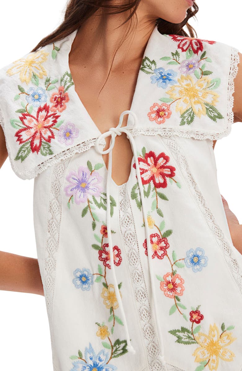 Free People Willow Embroidered Lace Minidress, Alternate, color, Ivory