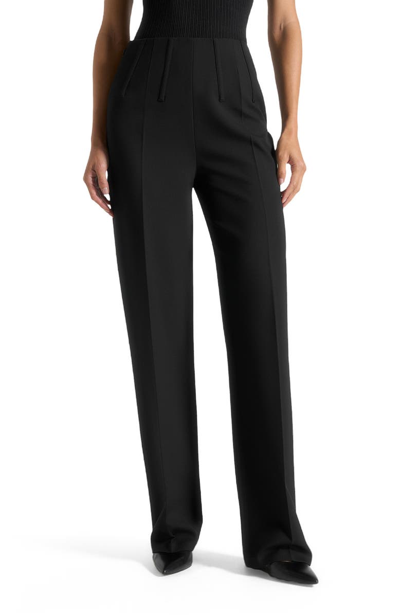 Manière De Voir Rafaela Corset Waist Tailored Trousers, Main, color, Black