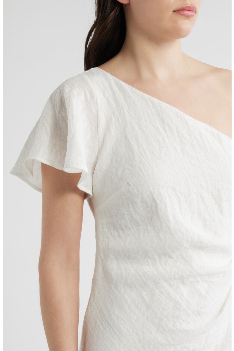 Draped One-Shoulder Dress, Alternate, color, WHITE
