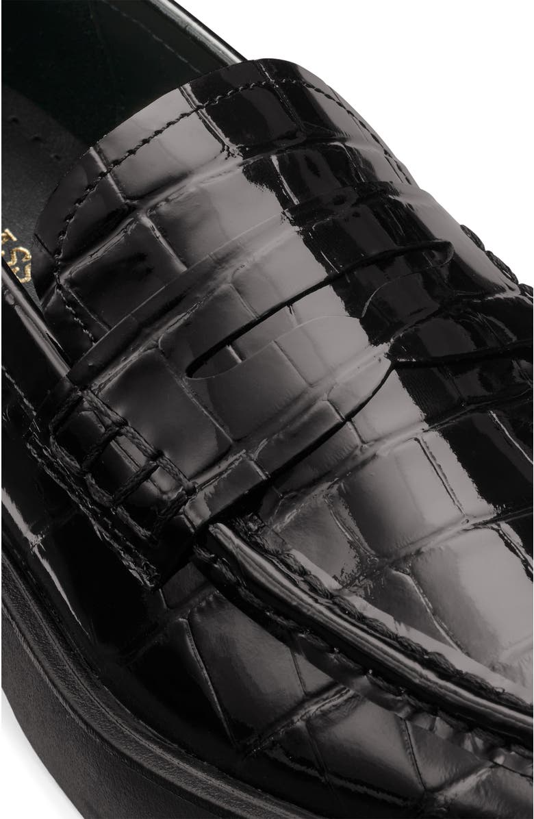 G.H.BASS Bowery Croc Embossed Loafer, Alternate, color, Black