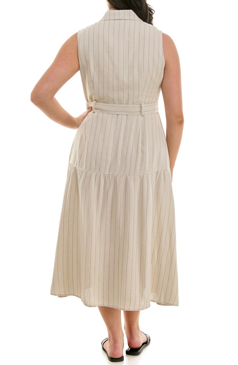 Nicole Miller Stripe Sleeveless Belted Midi Shirtdress, Alternate, color, 