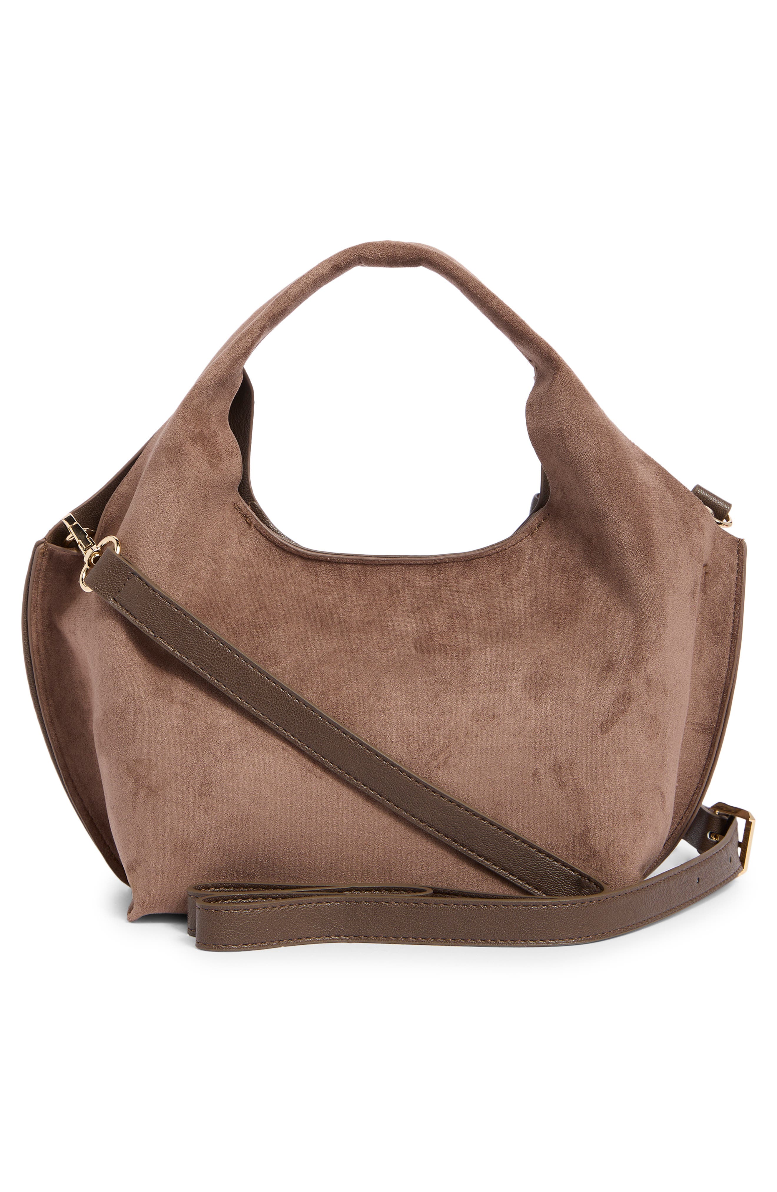Galen Faux Suede Crossbody Bag, Alternate, color, DARK TAUPE