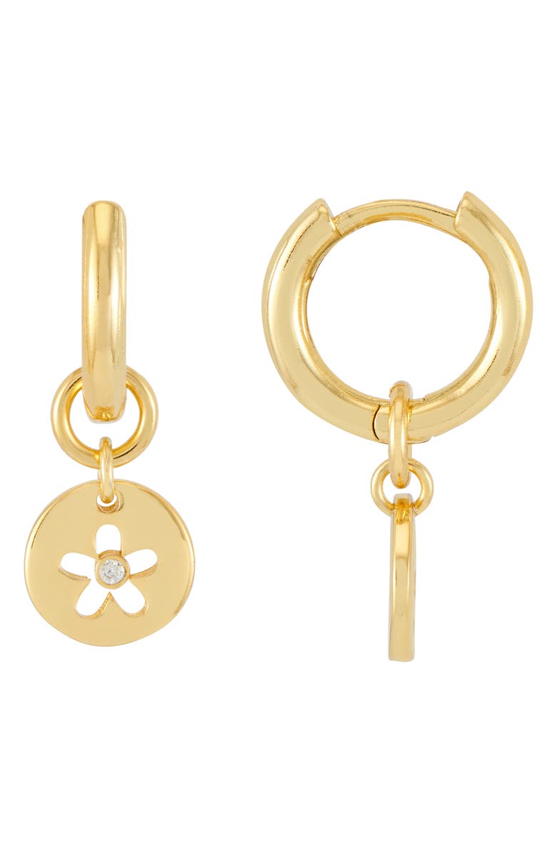 Estella Bartlett Flower Coin Huggie Earrings, Main, color, Gold