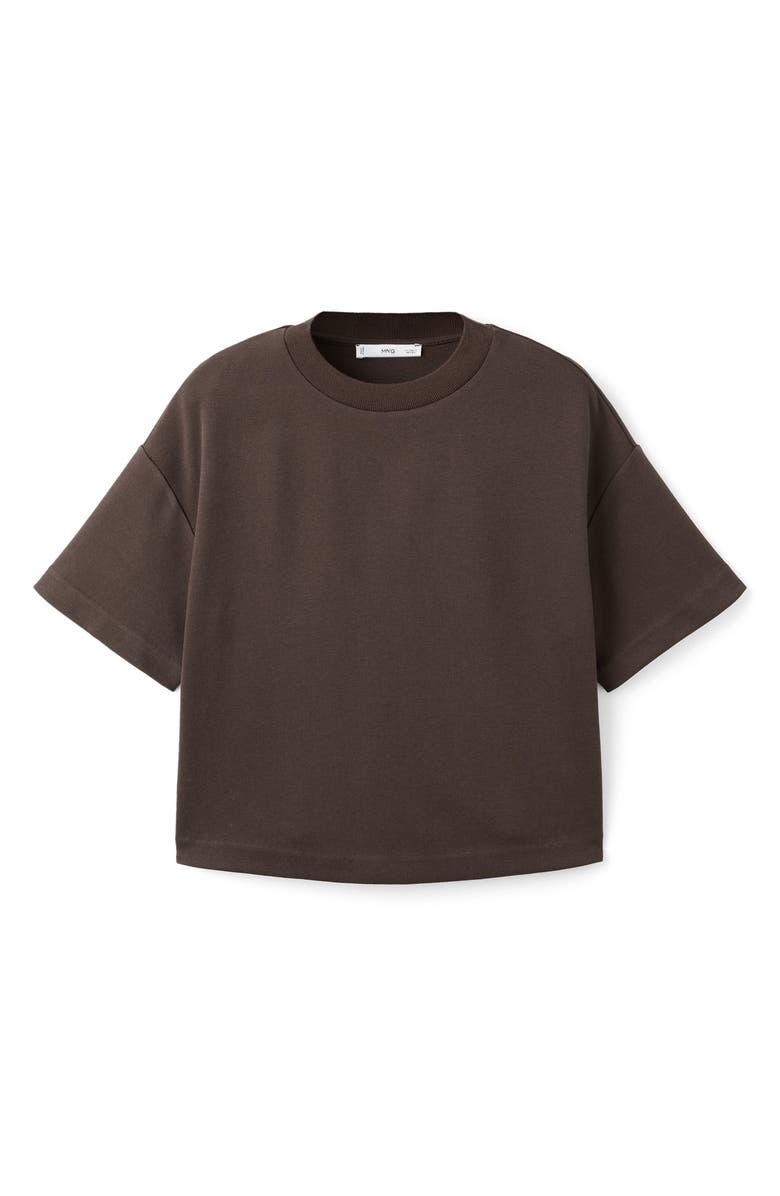 MANGO Boxy Cotton Blend T-Shirt, Alternate, color, Brown