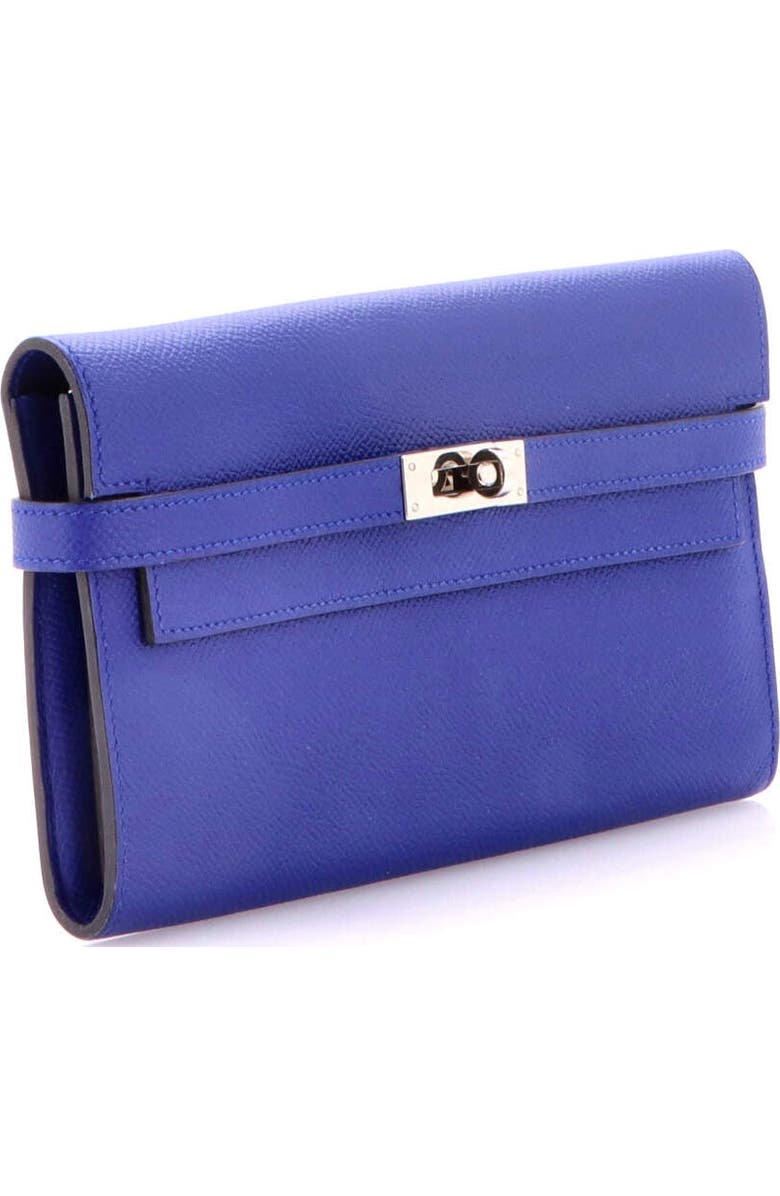 Pre-Owned Hermes Kelly Wallet Epsom Long, Alternate, color, Bleu Electrique