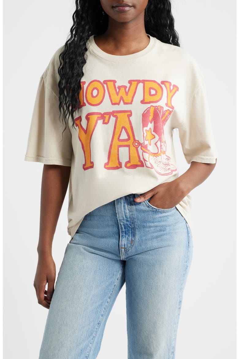 Howdy Y'all Cotton Graphic T-Shirt, Main, color, BIRCH