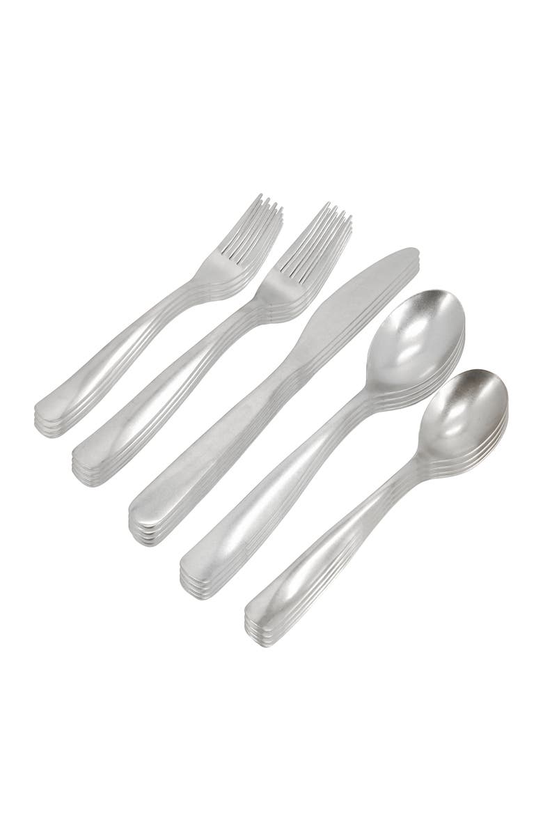 Gibson Home Hulton 20 Piece Stainless Steel Flatware Set, Main, color, Metallic Silver