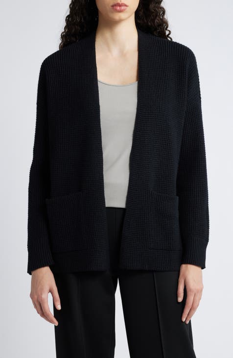 Eileen Fisher Women's Black Organic purchases Linen Cotton Cardigan Sweater Medium New