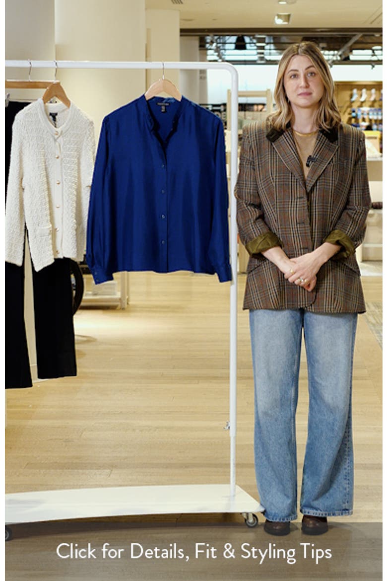Mandarin Collar Silk Button-Up Shirt video