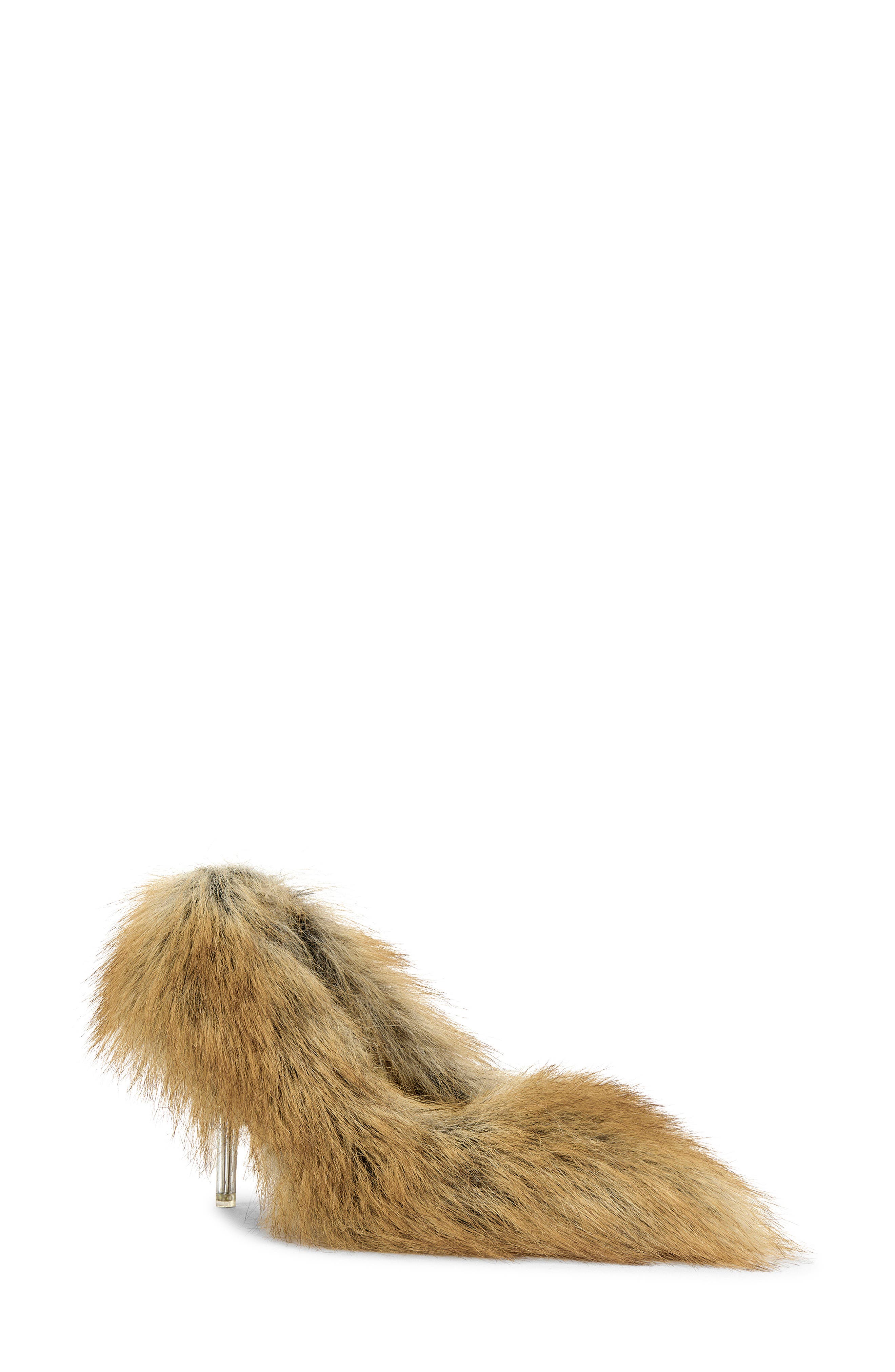 AZALEA WANG Jameeck Faux Fur Stiletto Pump, Main, color, 