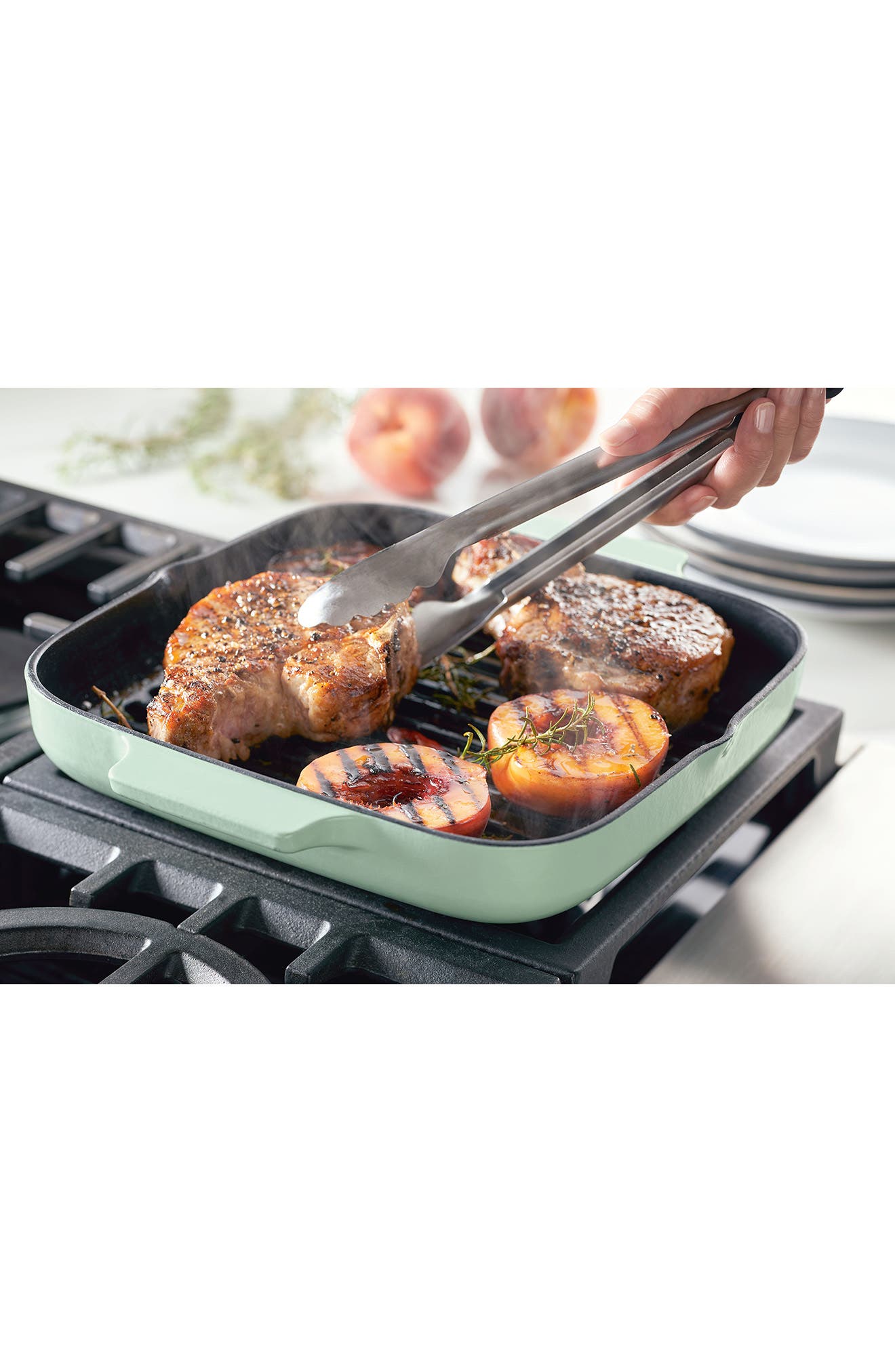 Enamel 11-Inch Grill Roasting Cast Iron Pan