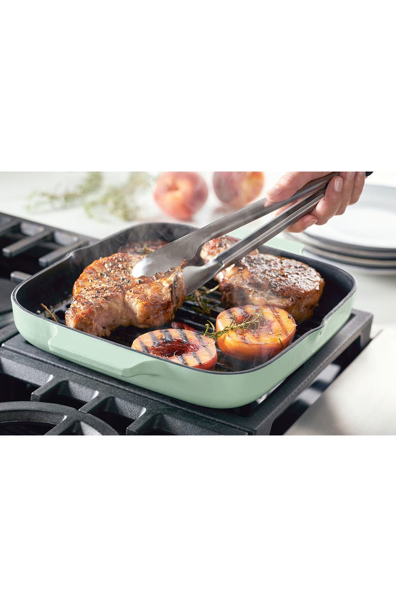 KITCHENAID Enamel 11-Inch Grill Roasting Cast Iron Pan, Alternate, color, Pistachio
