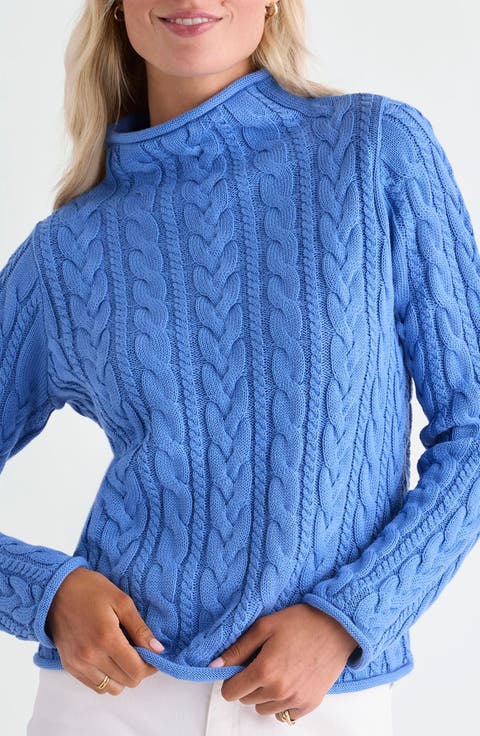 Cable Knit Mock Neck Sweater