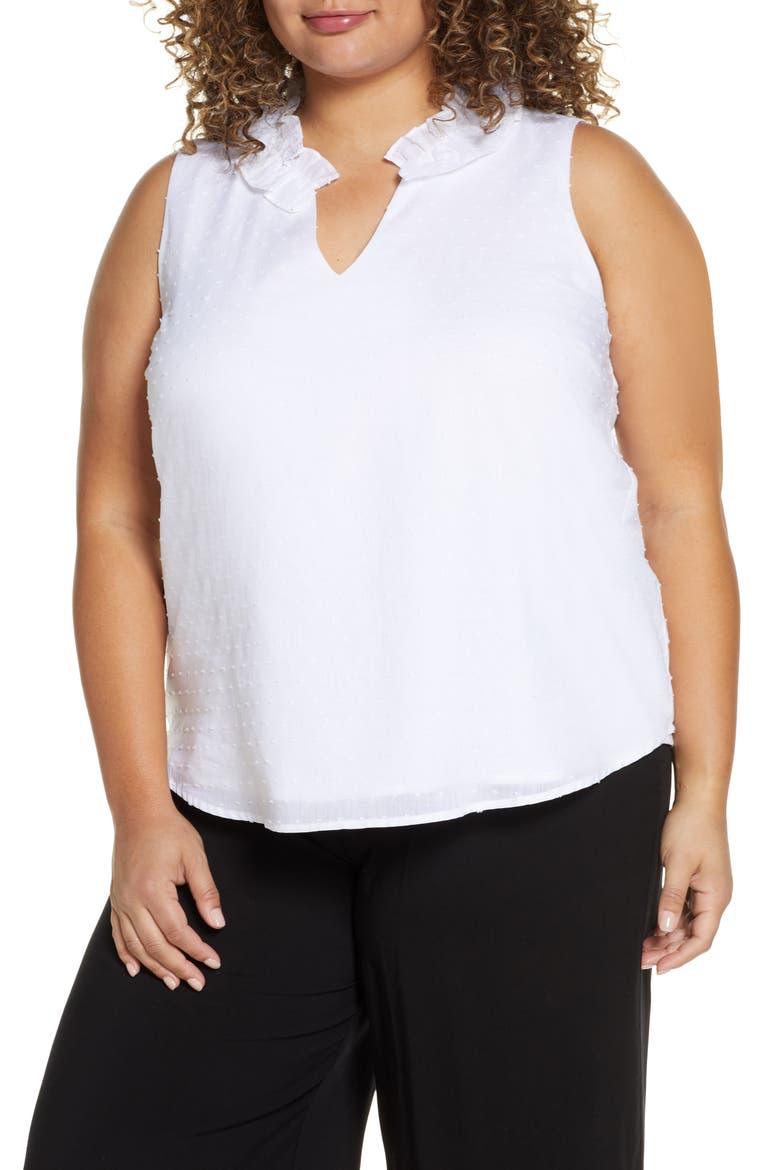Gibson x International Women's Day Loverly Grey Ruffled V-Neck Top, Main, color, WHITE CLIP DOT