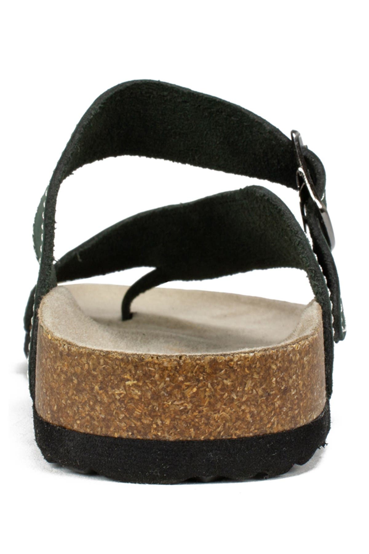 White Mountain Footwear Carly Leather Footbed Sandal, Alternate, color, Black/Nubuk