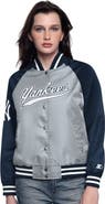 STARTER Women's Starter Gray/Navy New York Yankees Home Run Full-Snap Varsity Jacket