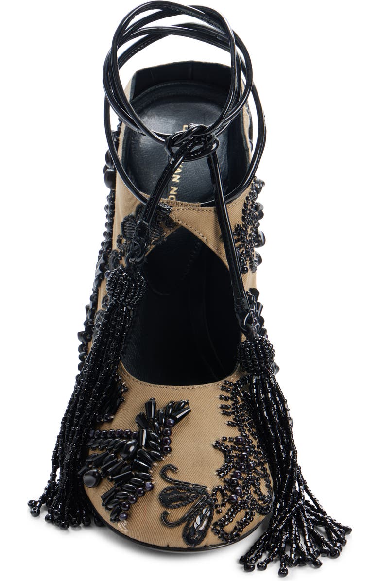 Dries Van Noten 100MM EMBELLISHED MULE, Alternate, color, Camel