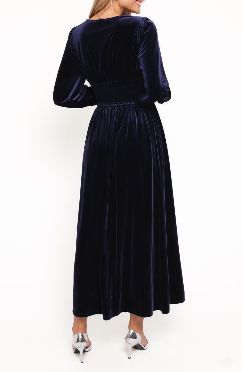 Petal & Pup Cece Long Sleeve Velvet Maxi Dress, Alternate, color, Midnight Blue