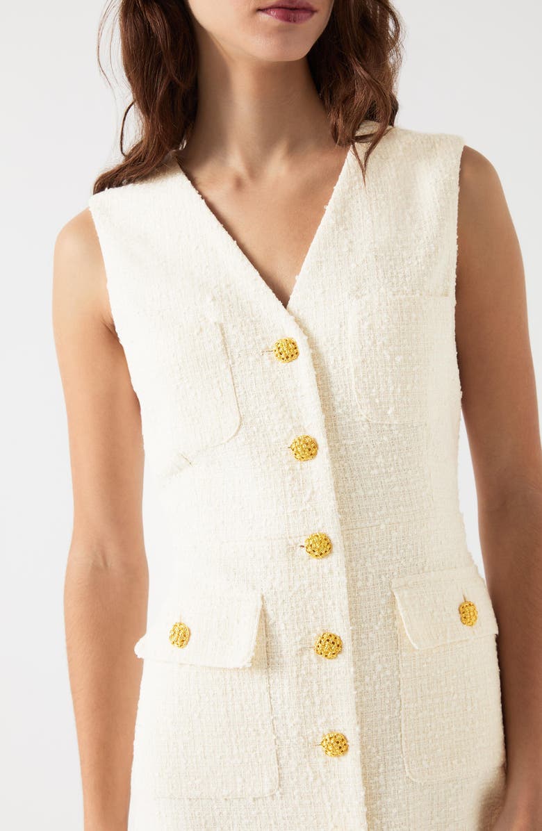 LK Bennett Vita Sleeveless Tweed Dress, Alternate, color, Cream