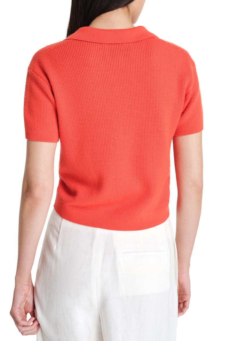 Thermal Knit Cashmere Polo Sweater, Alternate, color, TOMATO