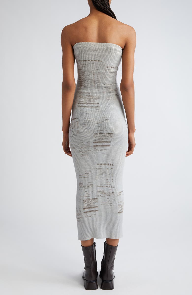 Paloma Wool Mercat Receipt Print Rib Merino Wool Blend Tube Sweater Dress, Alternate, color, 
