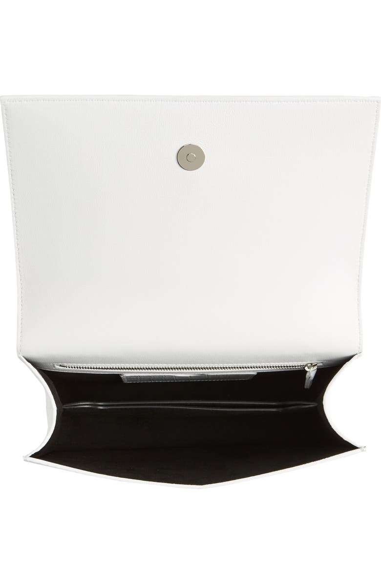 McQueen Croc Embossed Knuckle Ring Leather Shoulder Bag, Alternate, color,