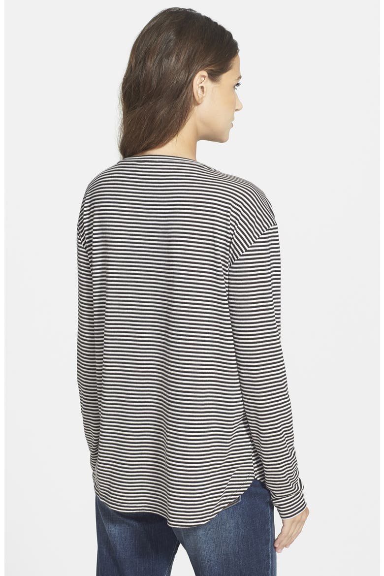 Long Sleeve Stripe Tee, Alternate, color, BLACK