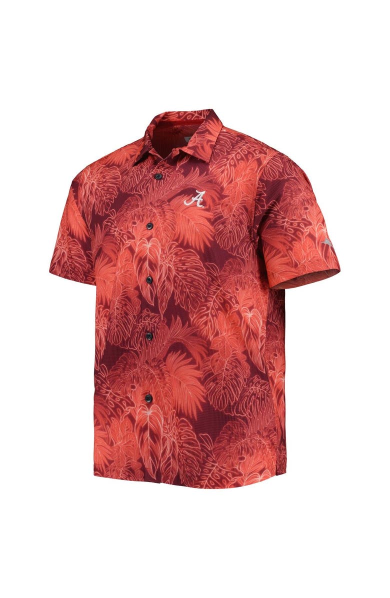 Tommy Bahama Men's Tommy Bahama Crimson Alabama Crimson Tide Coast Luminescent Fronds IslandZone Button-Up Camp Shirt, Alternate, color, Crimson