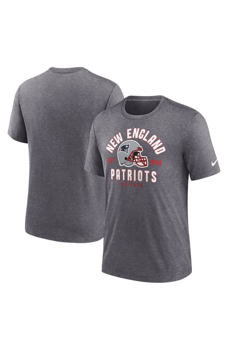 Nike Men's Nike Heather Charcoal New England Patriots Helmet Tri-Blend T-Shirt, Alternate, color, 