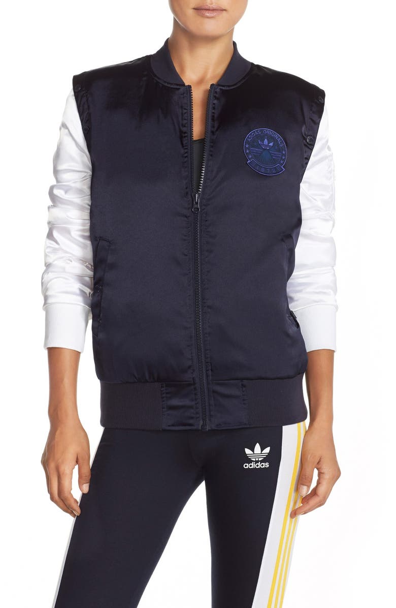 adidas Originals 'Cosmic Confession' Convertible Satin Jacket, Main, color,