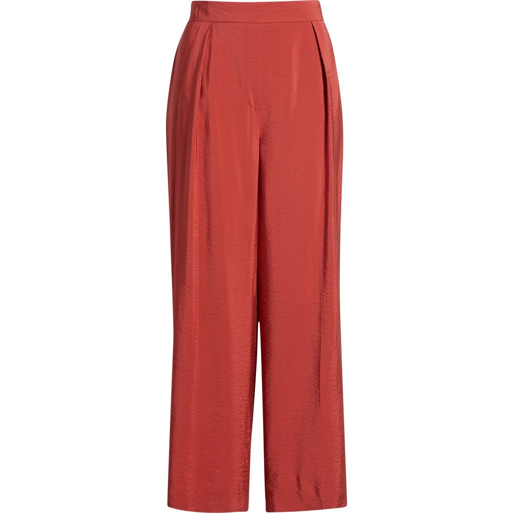 Anne Klein Pleated Pull-on Wide Leg Pants In Red