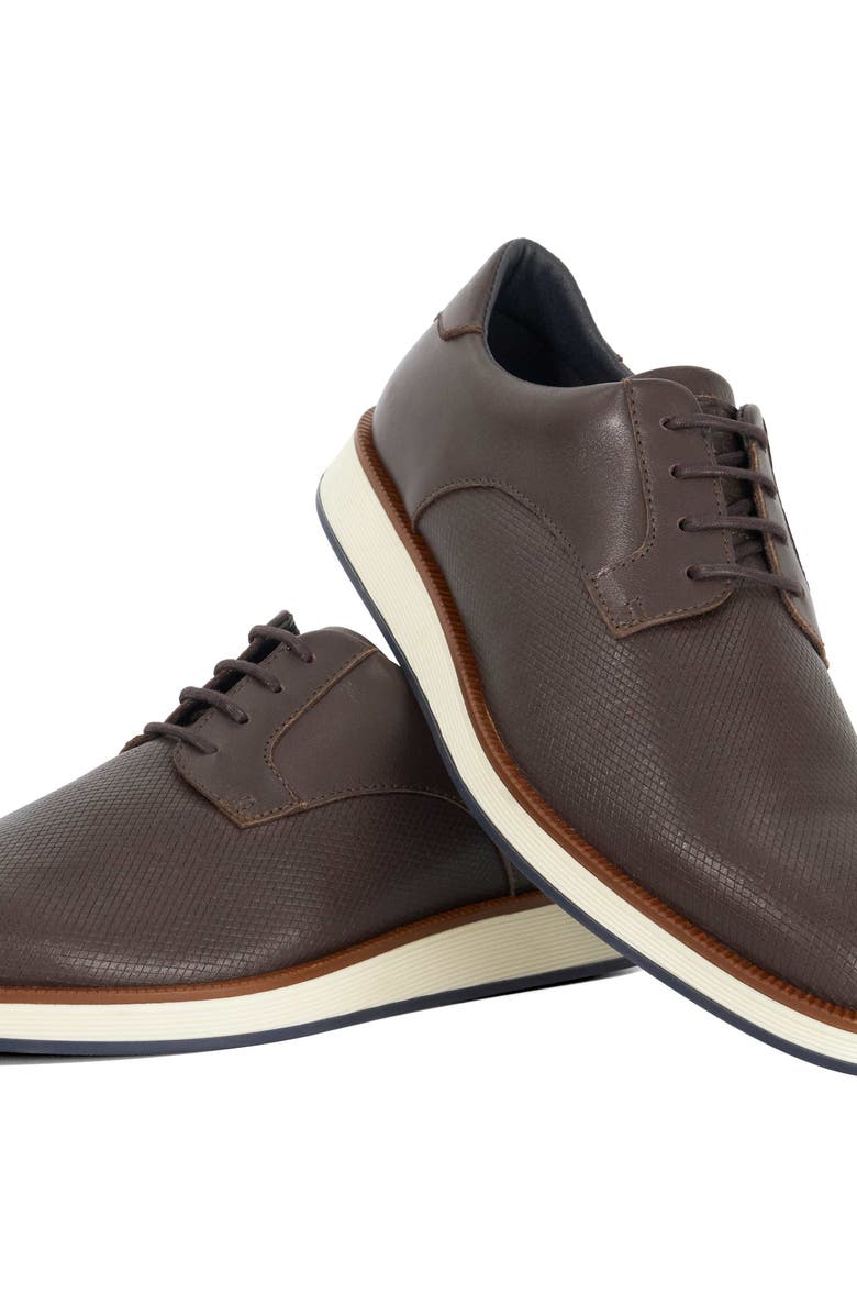 Dune London Bow Textured Sneaker Derby, Alternate, color, Brown
