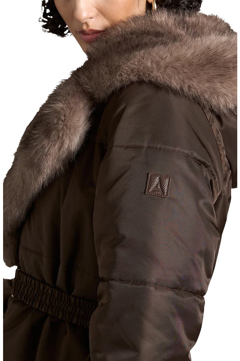 Alima Fur Longline Belted Coat, Alternate, color, Brown