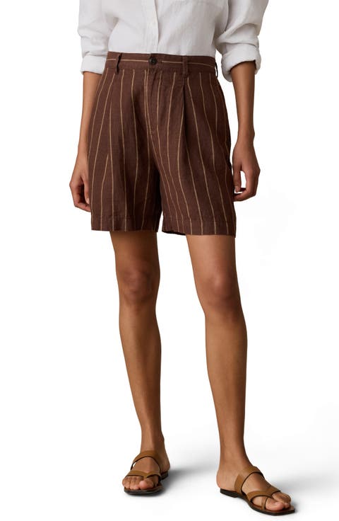 Sun Strider Pleated Linen Shorts