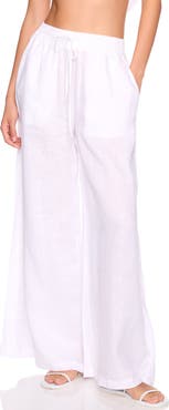 Susana Monaco Tie Waist Wide Leg Linen Pants