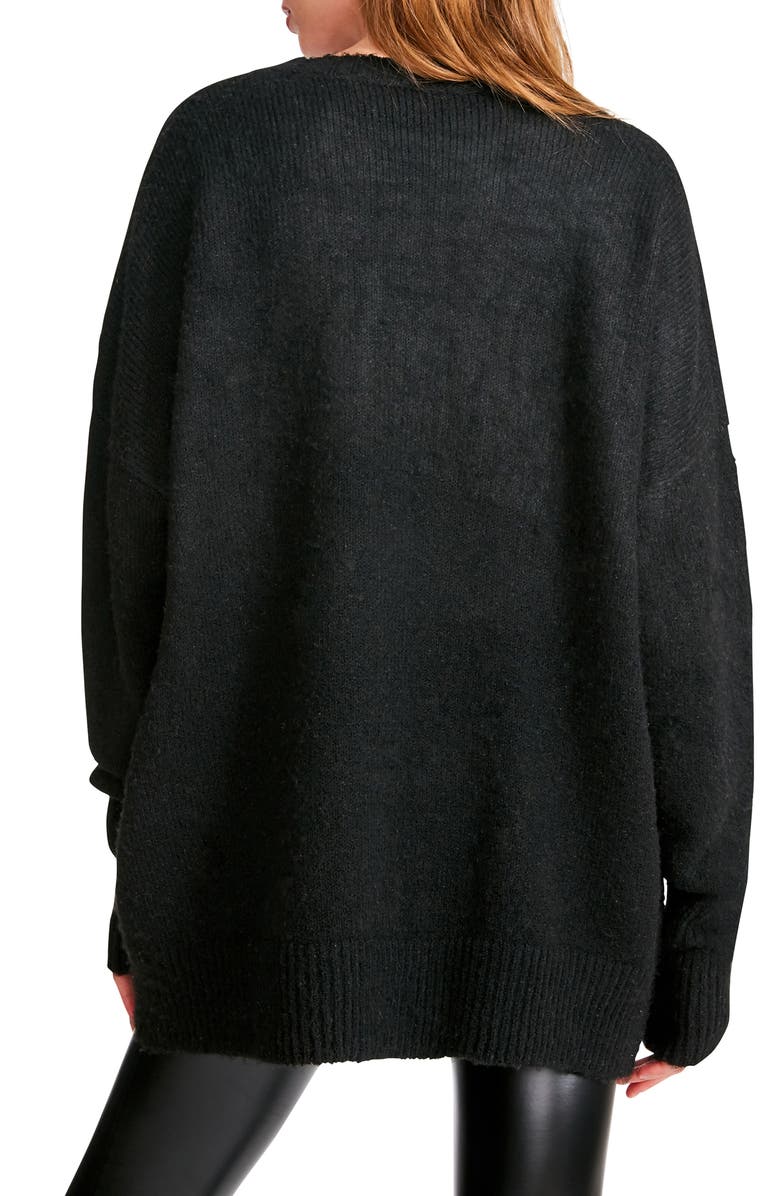 BB Dakota by Steve Madden Drip Too Hard Embellished Oversize Sweater, Alternate, color, Black