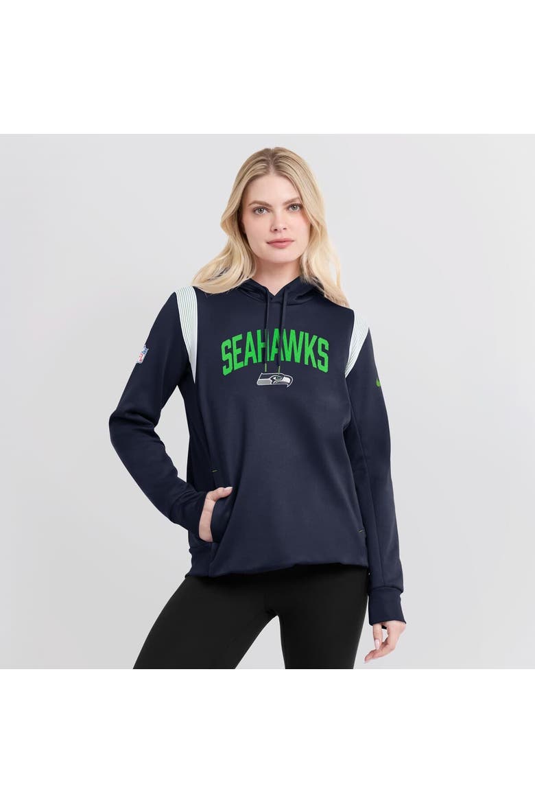 Women's Nike Navy Seattle Seahawks Sideline Stack Performance Pullover Hoodie, Alternate, color, Navy