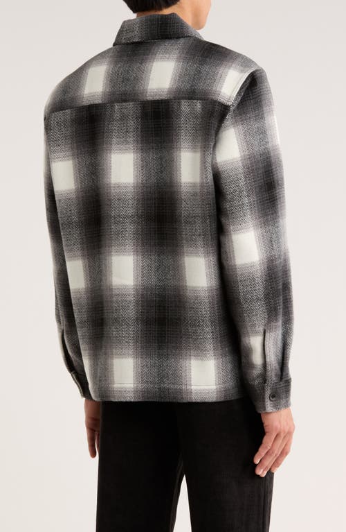 Union Plaid Flannel Shirt Jacket In Gray