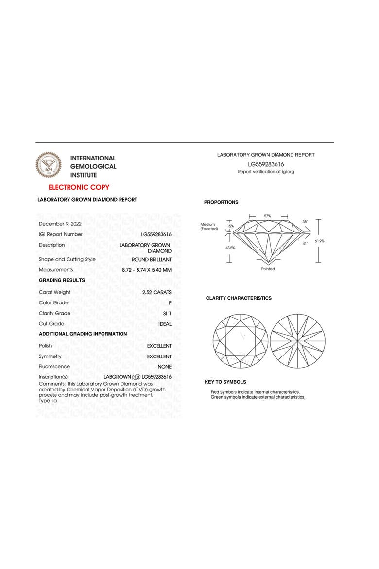 IGI Certified 14K White Gold 5.00 Cttw Lab Grown Diamond Solitiare Stud Earrings, Alternate, color, White