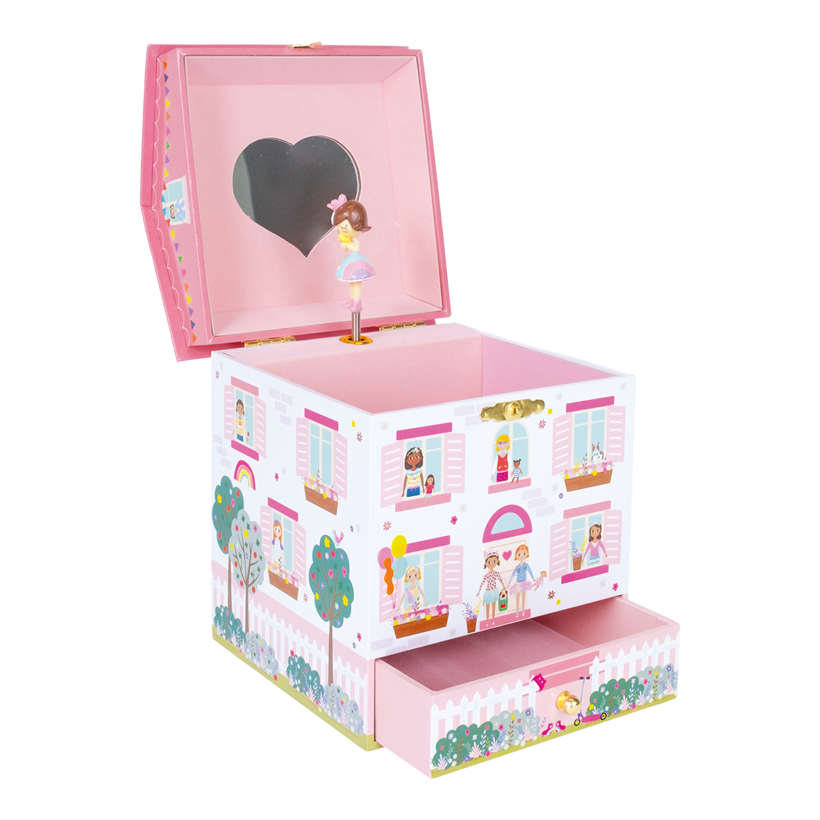 Floss & Rock Jewelry Box Doll House Plays Its a Small World in Pink 